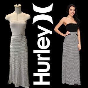 Hurley strapless white maxi w/Black stripes